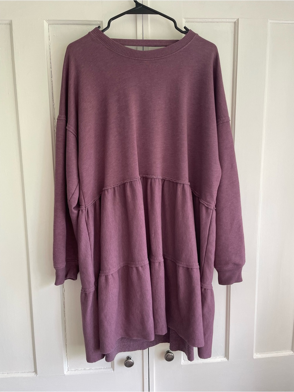 American Eagle Baggy Mauve Tiered Sweatshirt Dress Tunic Women’s LARGE Top Beach